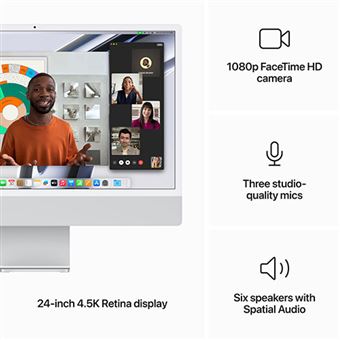 iMac 4.5K 24'' , 2023 , M3 8-core , GPU 8-Core , 8GB , 256GB SSD - Prateado