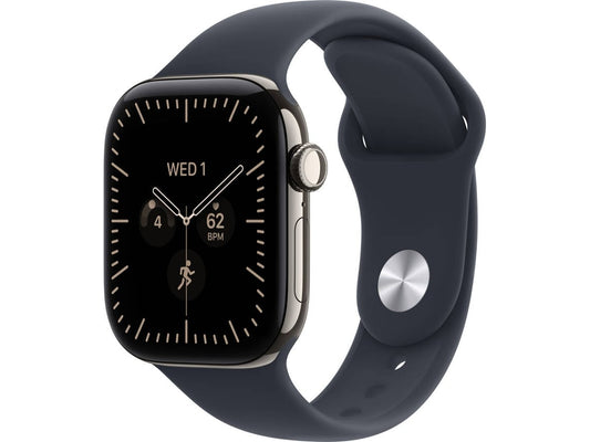 Apple Watch Series 12 GPS + Cellular 42mm Natural Titânio com Azul Navy Sport Band