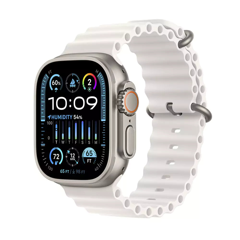 Apple Watch Ultra 2 GPS + Cellular 49mm Titânio c/ Bracelete Ocean Band Branca