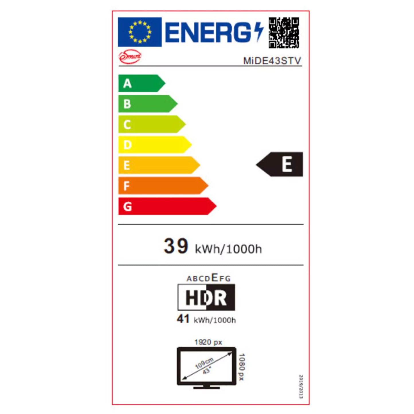 ESMART Smart TV Frameless FHD, 43", 1920 x 1080, Preto