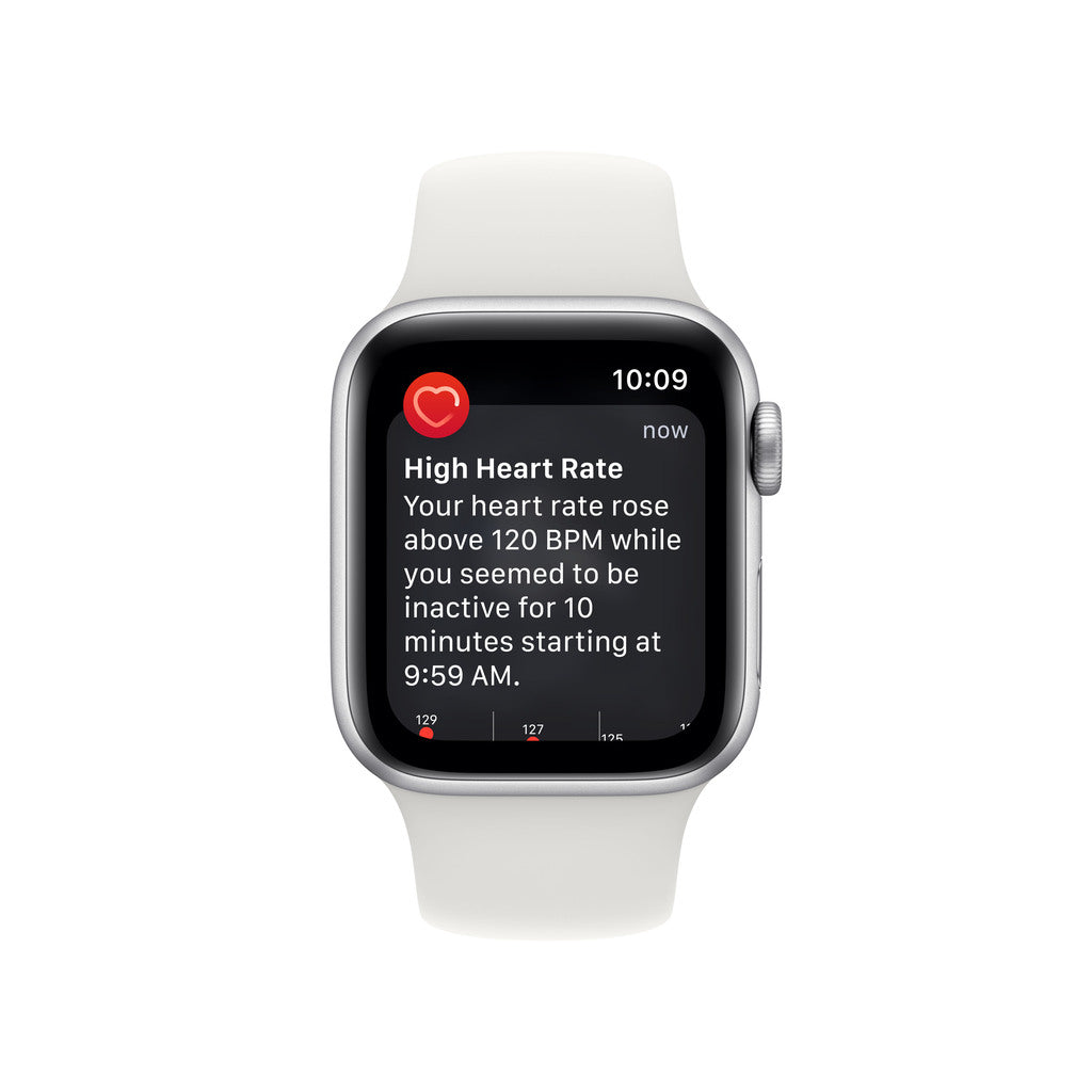 Apple Watch SE GPS + Cellular 40mm Silver Aluminium Case with White Sport Band - Regular