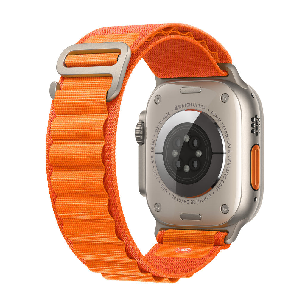 Apple Watch Ultra GPS + Cellular, 49mm Titanium Case with Orange Alpine Loop - Small