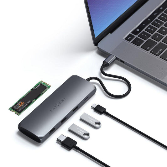 Satechi - Hub USB-C com adaptador para SSD (Cinzento Sideral)