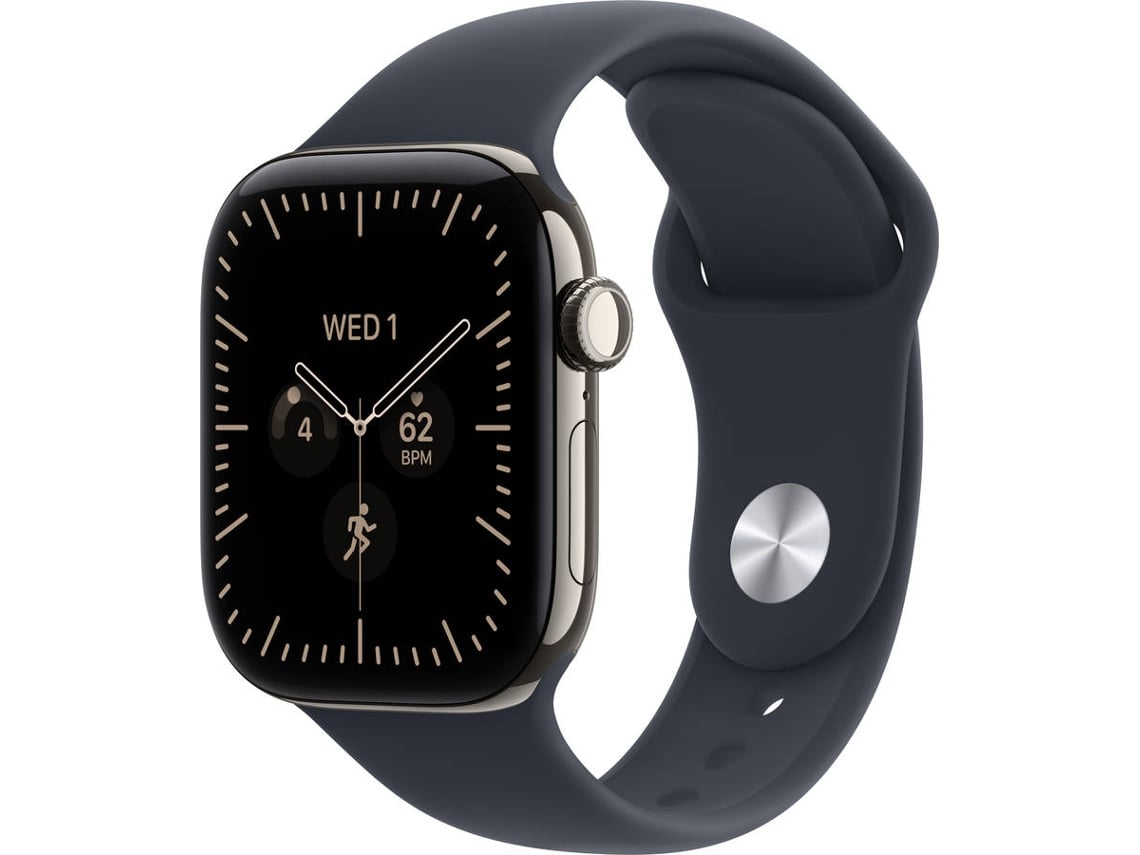 Apple Watch Series 12 GPS + Cellular 42mm Natural Titânio com Azul Navy Sport Band