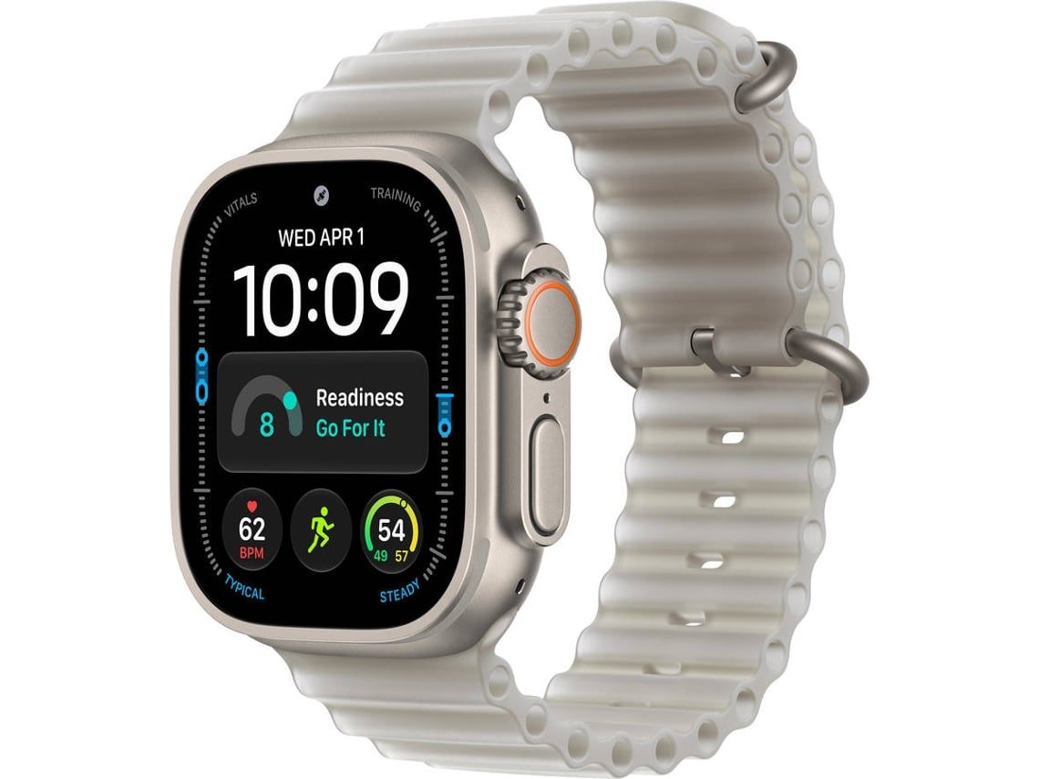 Apple Watch Ultra 4 GPS + Cellular 49mm Natural Titânio com Cinzento Translúcido Ocean Band