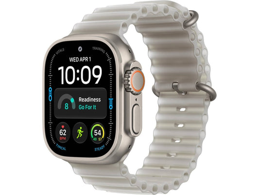 Apple Watch Ultra 4 GPS + Cellular 49mm Natural Titânio com Cinzento Translúcido Ocean Band