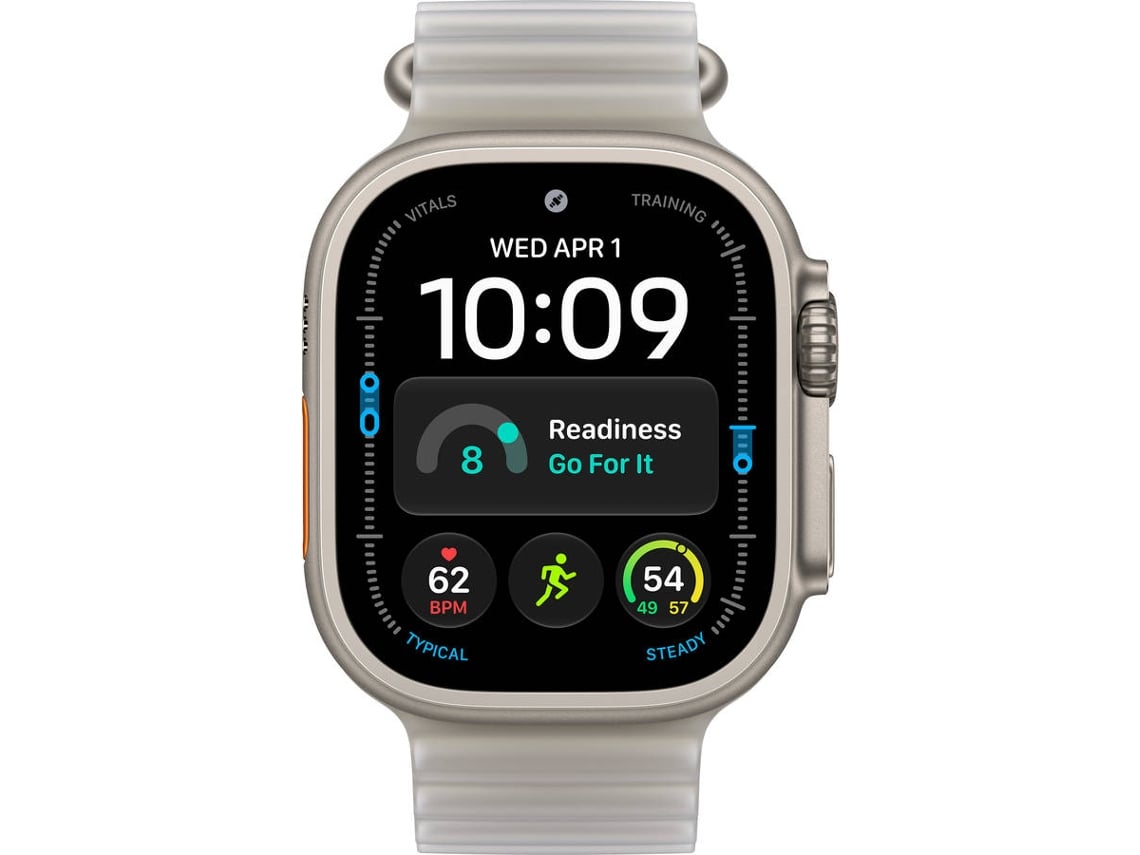 Apple Watch Ultra 4 GPS + Cellular 49mm Natural Titânio com Cinzento Translúcido Ocean Band