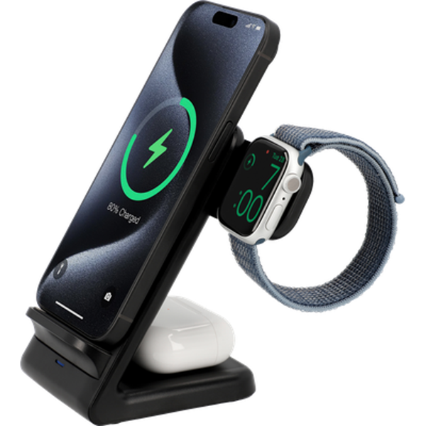 Just in Case 3 em 1 Wireless Charger Stand 15W - Preto