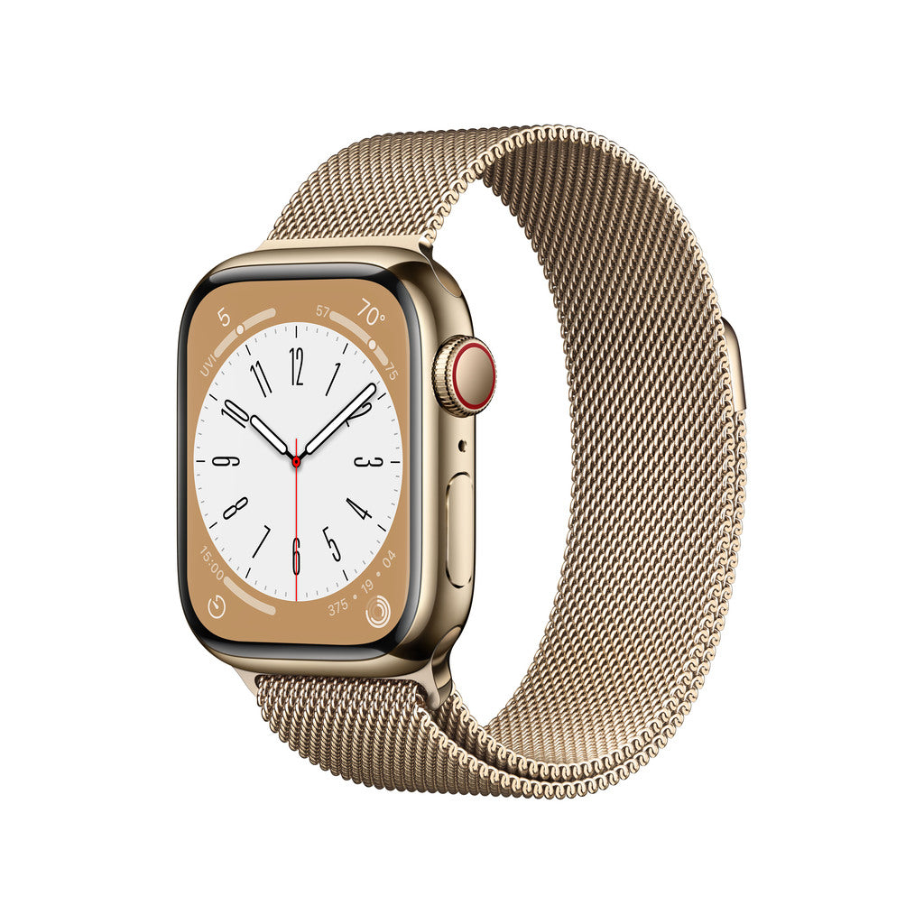 Apple Watch Series 8 GPS + Cellular 45mm Gold Stainless Steel Case with Gold Milanese Loop