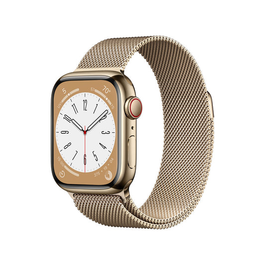 Apple Watch Series 8 GPS + Cellular 45mm Gold Stainless Steel Case with Gold Milanese Loop