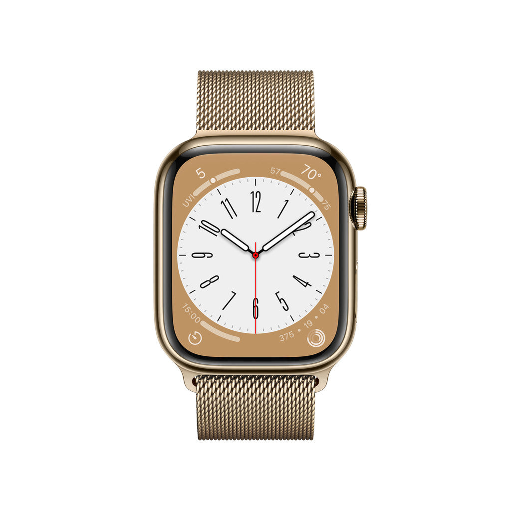 Apple Watch Series 8 GPS + Cellular 45mm Gold Stainless Steel Case with Gold Milanese Loop