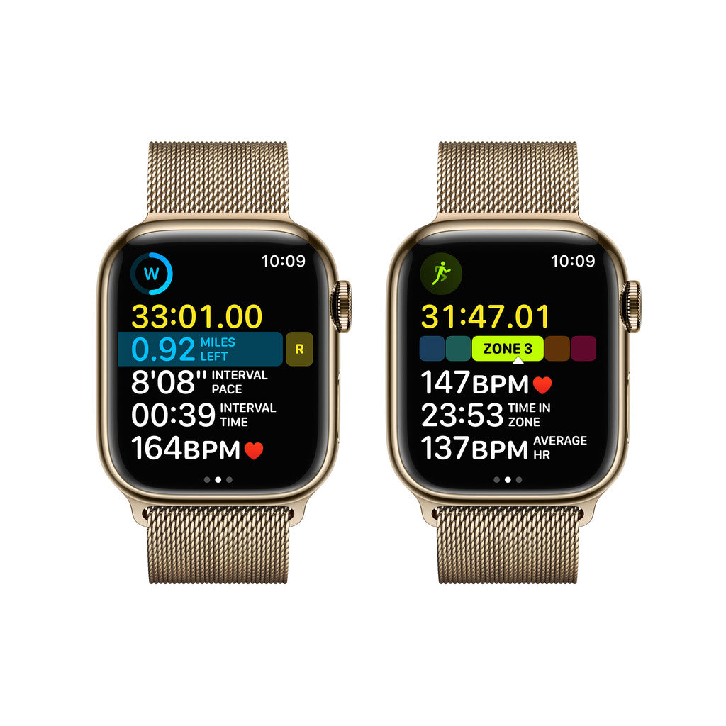Apple Watch Series 8 GPS + Cellular 41mm Gold Stainless Steel Case with Gold Milanese Loop