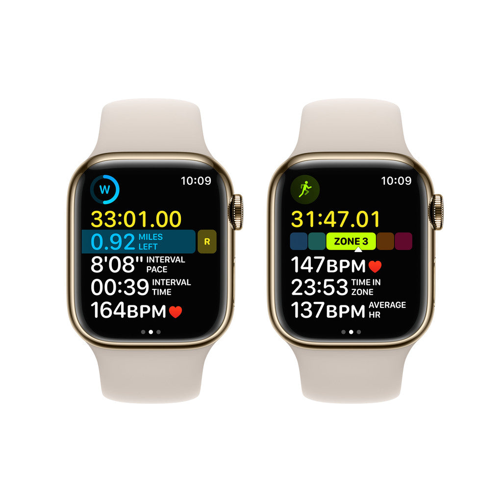 Apple Watch Series 8 GPS + Cellular 41mm Gold Stainless Steel Case with Starlight Sport Band - Regular