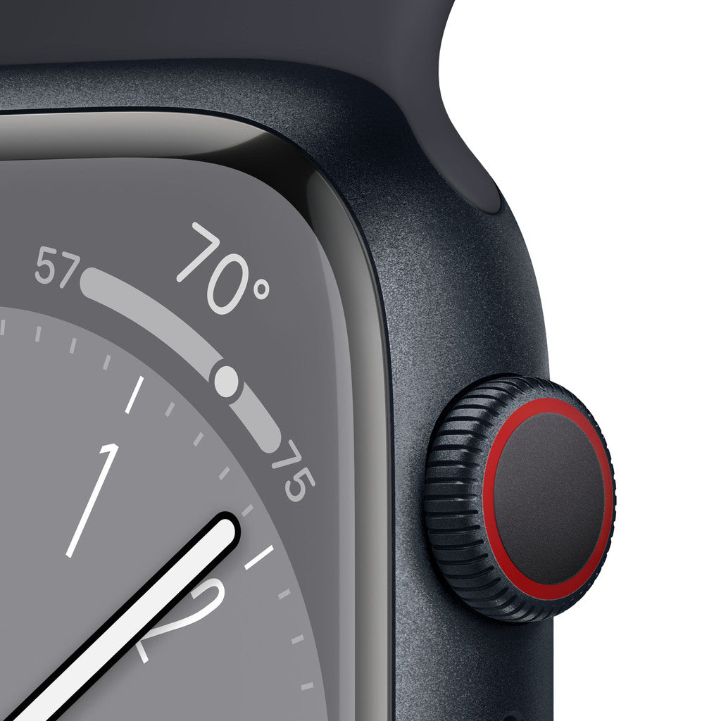 Apple Watch Series 8 GPS + Cellular 41mm Midnight Aluminium Case with Midnight Sport Band - Regular