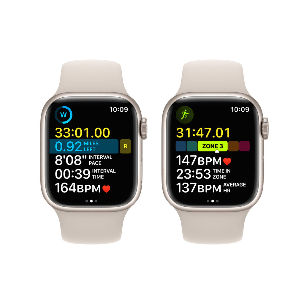 Apple Watch Series 8 GPS + Cellular 41mm Starlight Aluminium Case with Starlight Sport Band - Regular