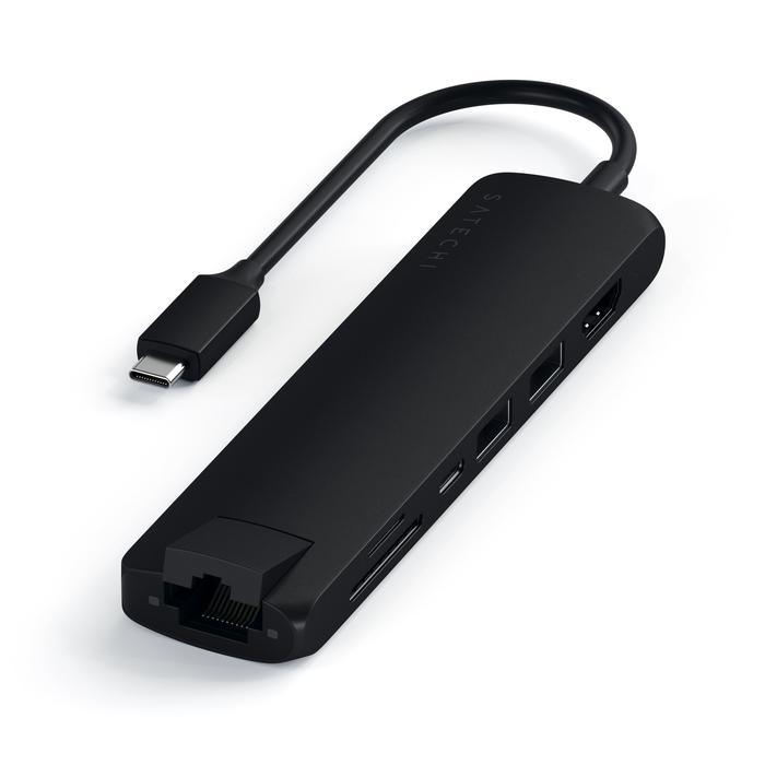 Satechi - Adaptador USB-C Slim Multiportas c/ Ethernet (Preto)