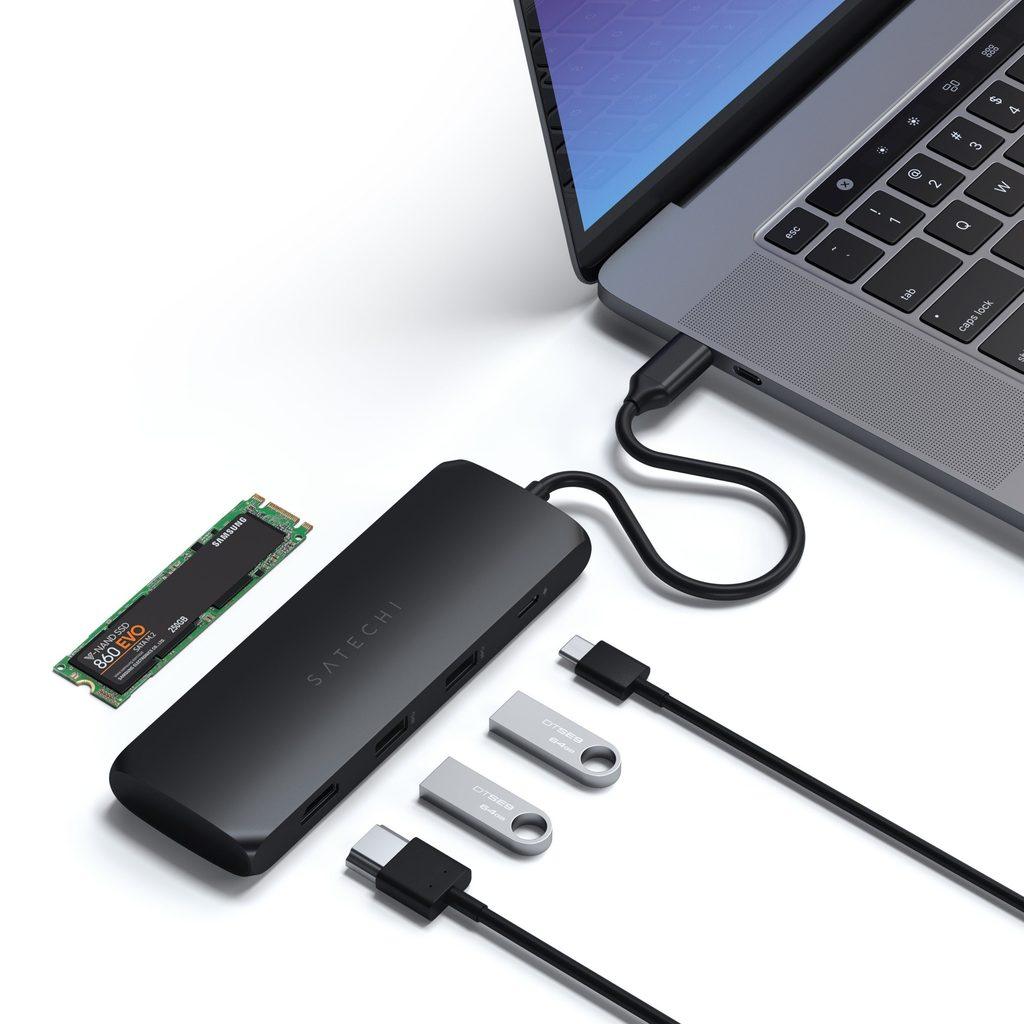 Satechi - Hub USB-C com adaptador para SSD (Preto)